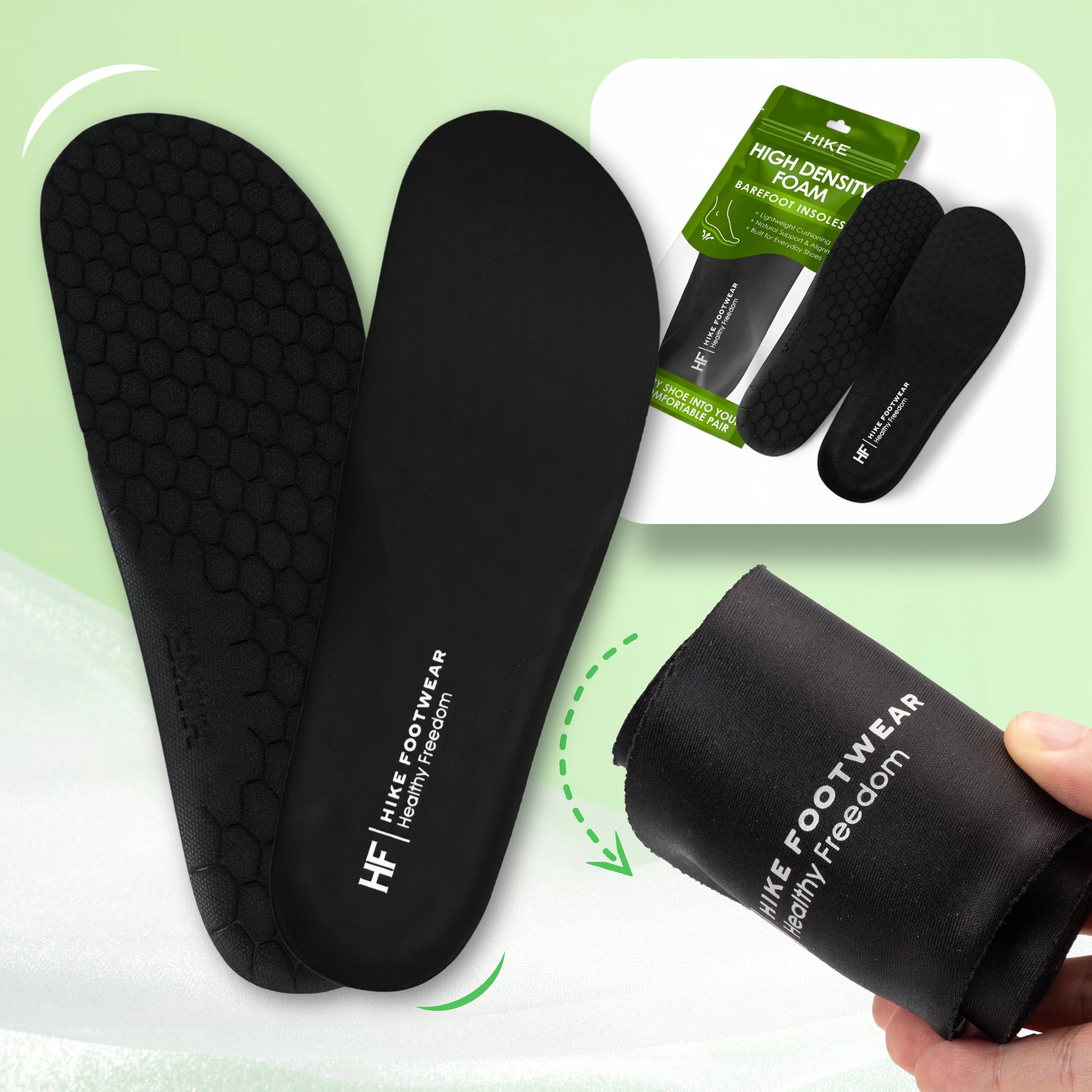Black Barefoot Insoles ?C High-Density Foam Comfort
